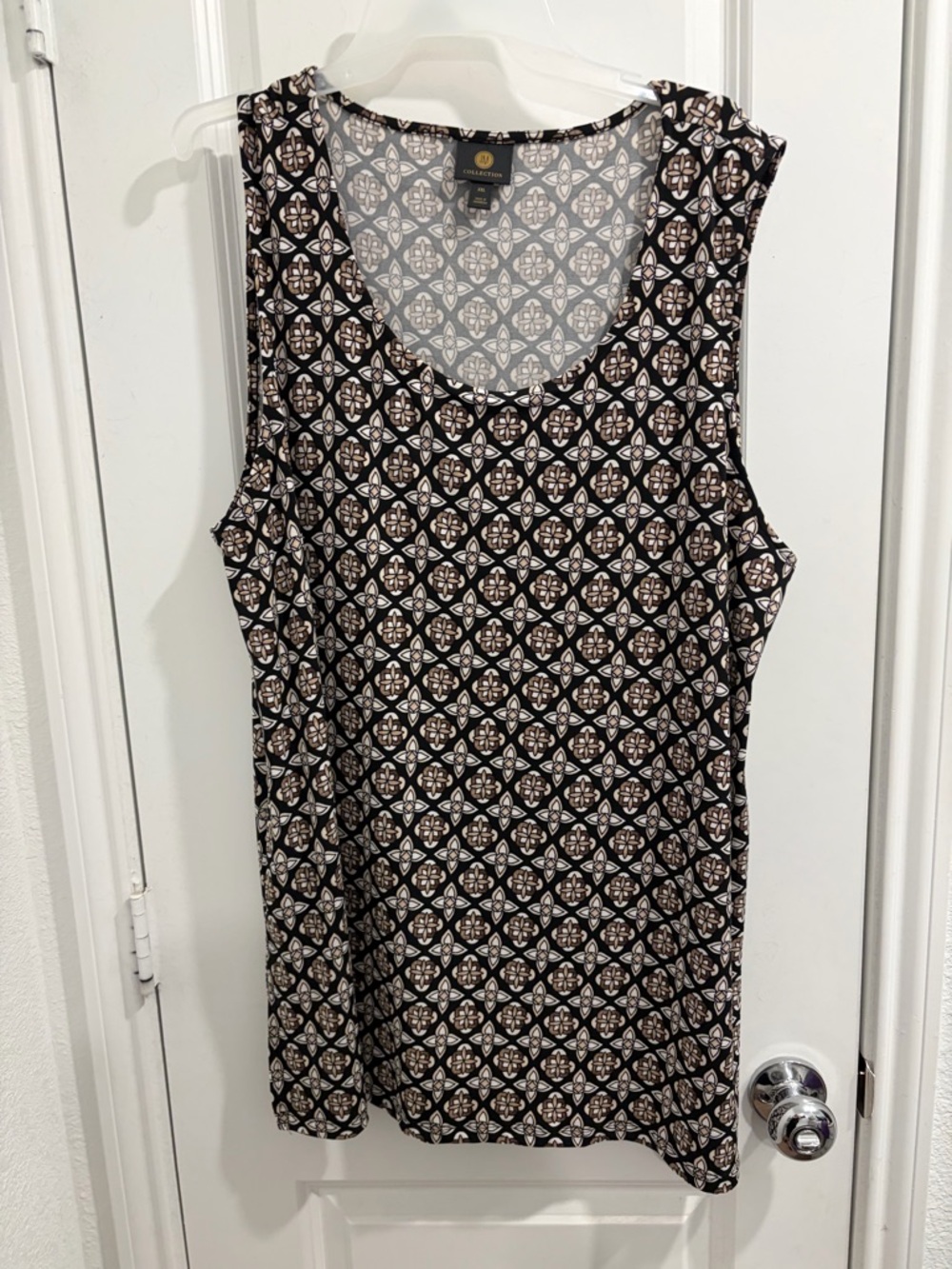 JM Collection Black & Cream Geometric Tank Top